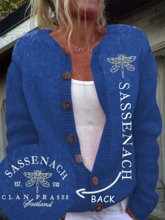 Women's Sassenach Est.1743 Clan Fraser Outlander Printed Knitted Cardigan