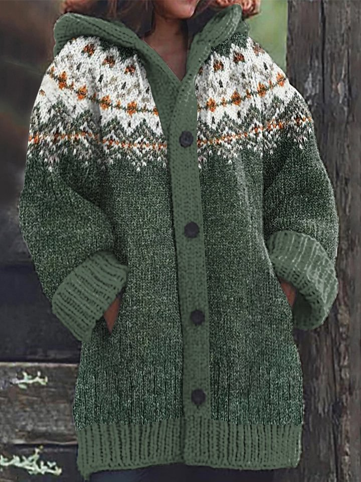 Fairman Island Snowflake Contrast Sweater Cardigan