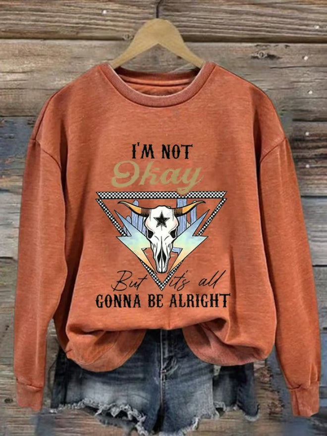 Women's I’m Not Okey Printed Casual Sweatshirt