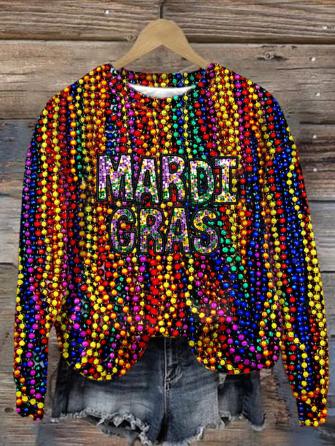 Women's Mardi Gras Print Sweatshirt