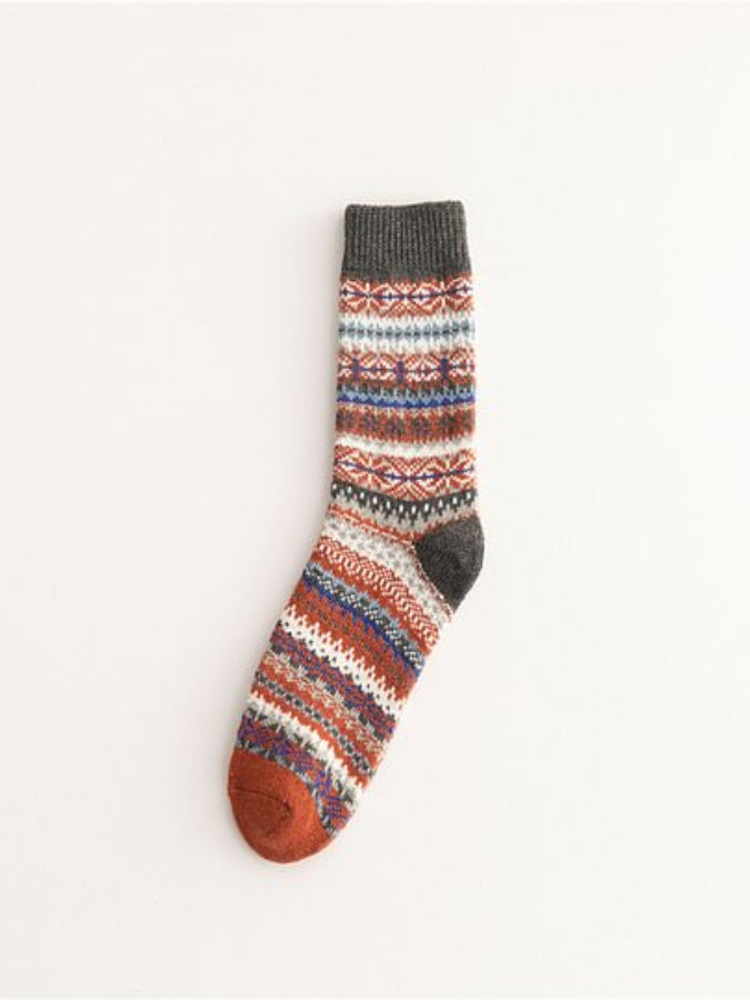 Soft Warm Retro Tribal Color Block Socks