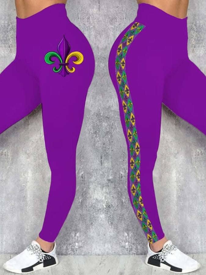 Women's Retro Mardi Gras Printed Leggings