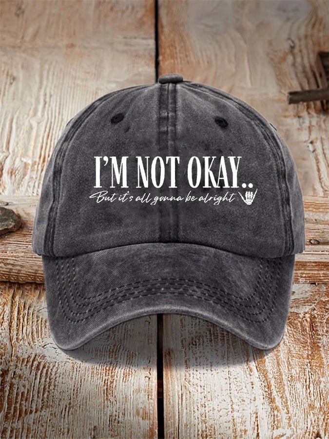 Unisex Distressed Country Music I‘m Not Okey Printed Hat