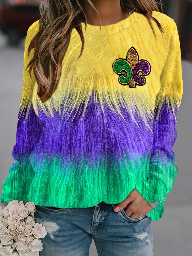 Women's Mardi Gras Print Sweatshirt