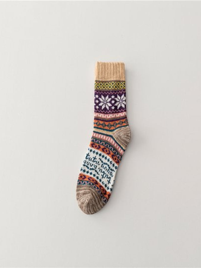 Ethnic Knitted Thick Needle Retro Socks