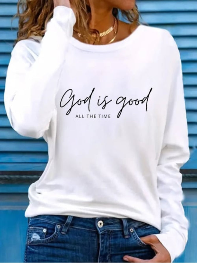 Women's God Is Good All The Time Print Casual T-Shirt