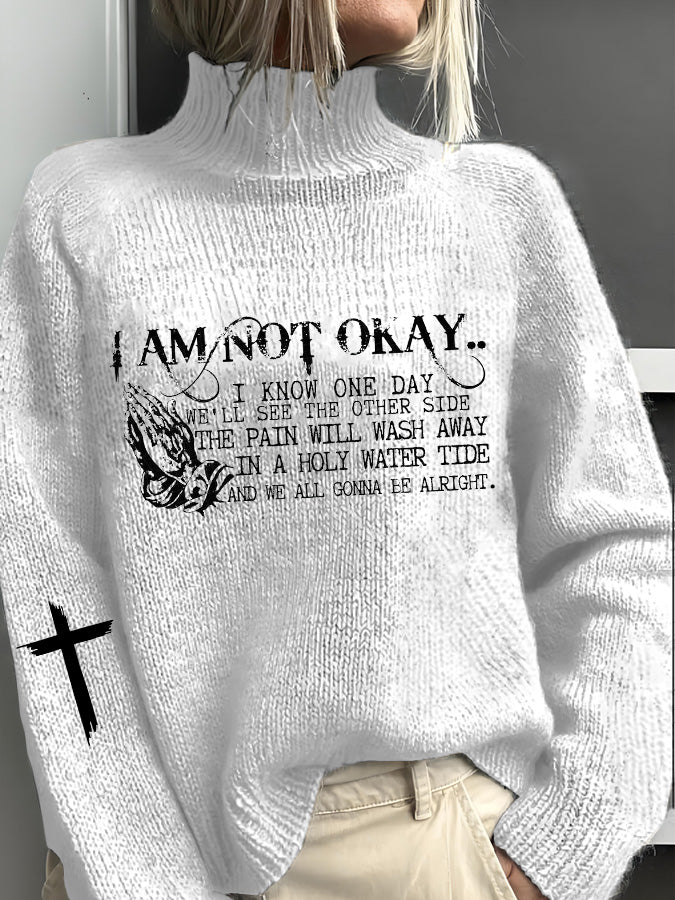 Women's I’m Not Okay Casual Knitted Sweater