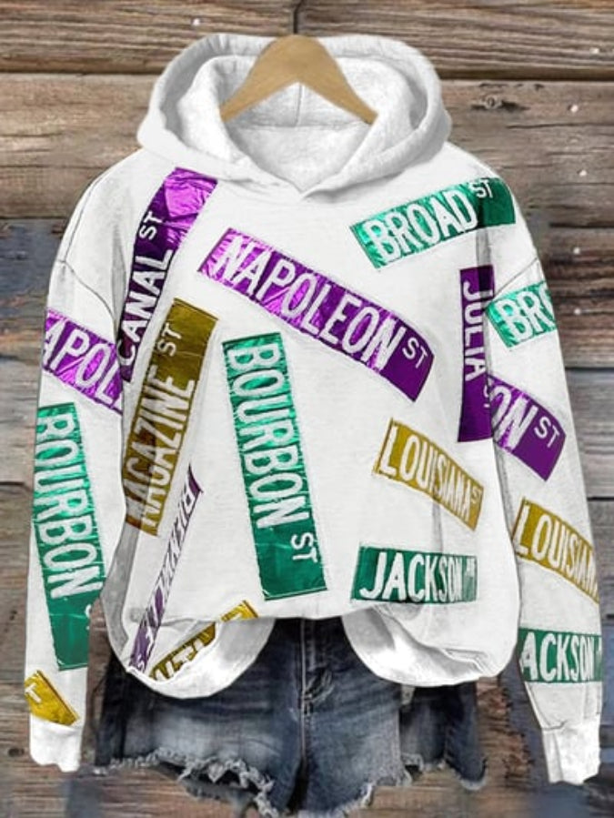 Women's Mardi Gras Print Sweatshirt