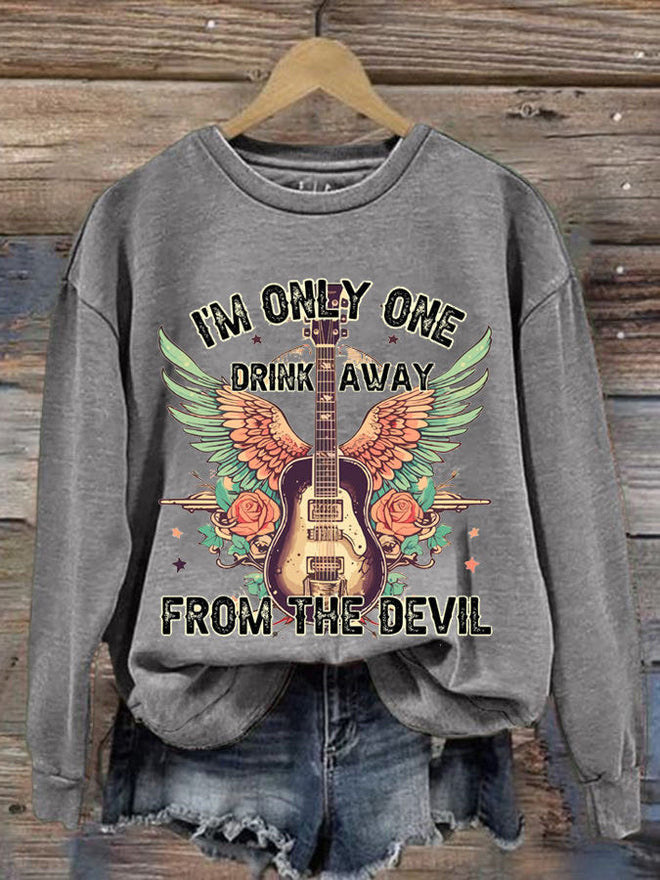 Women's Country Music Print Crew Neck Sweatshirt