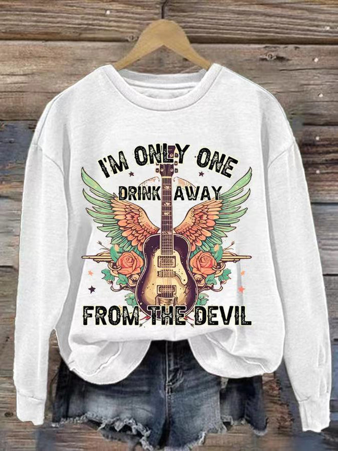 Women's Country Music Print Crew Neck Sweatshirt