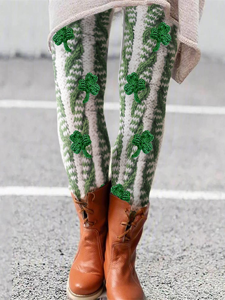 St. Patrick'S Day Shamrock Knitting Leggings