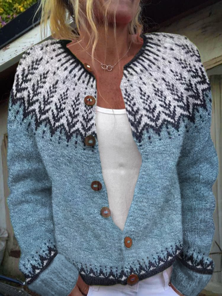 Traditional Leaf Pattern Iceland Style Sweater