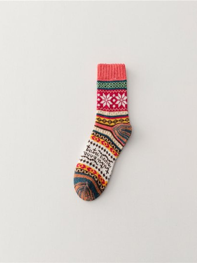 Ethnic Knitted Thick Needle Retro Socks