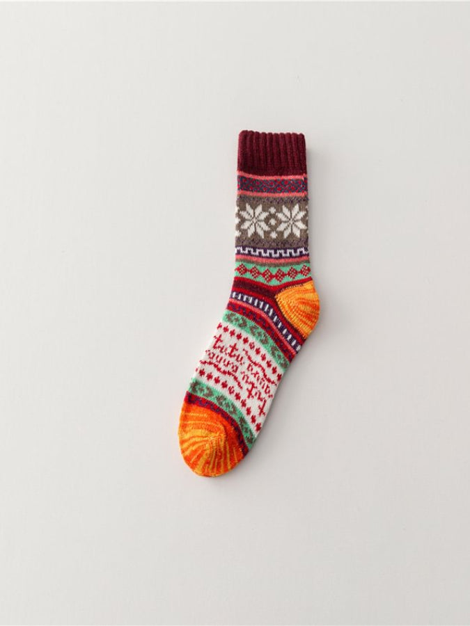 Ethnic Knitted Thick Needle Retro Socks