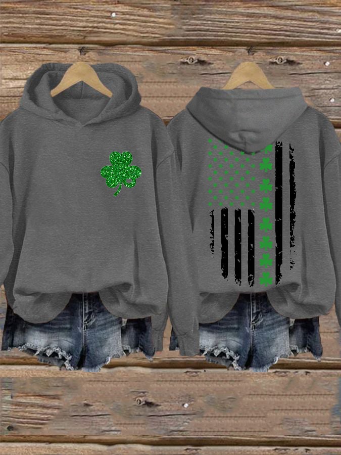 Women's St. Patrick's Day Flag Shamrock Hooded Sweatshirt