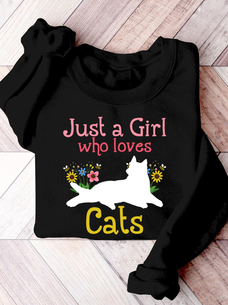 Women's Cat Print Casual Sweatshirt