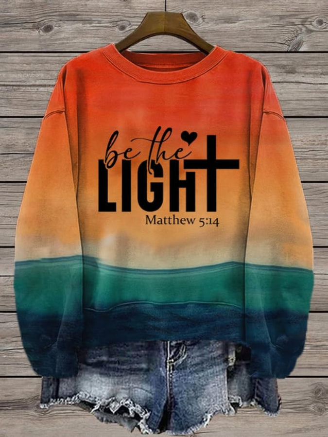 Women's Be The Light Print Crew Neck Sweatshirt