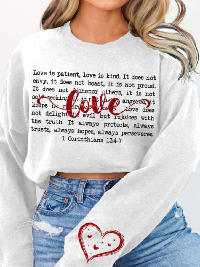 Women's "Love is patient" printed sweatshirt