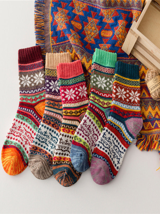 Ethnic Knitted Thick Needle Retro Socks