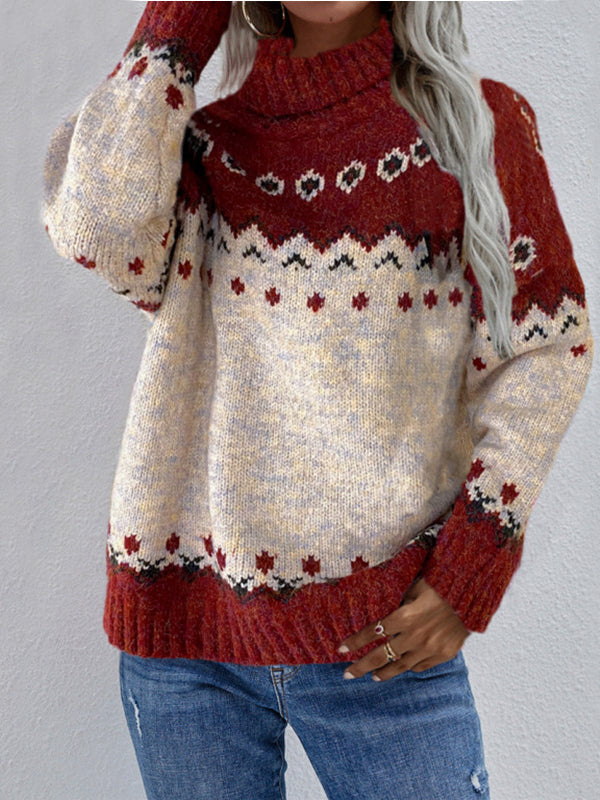 Women's High Neck Loose Fashion Knitted Sweater