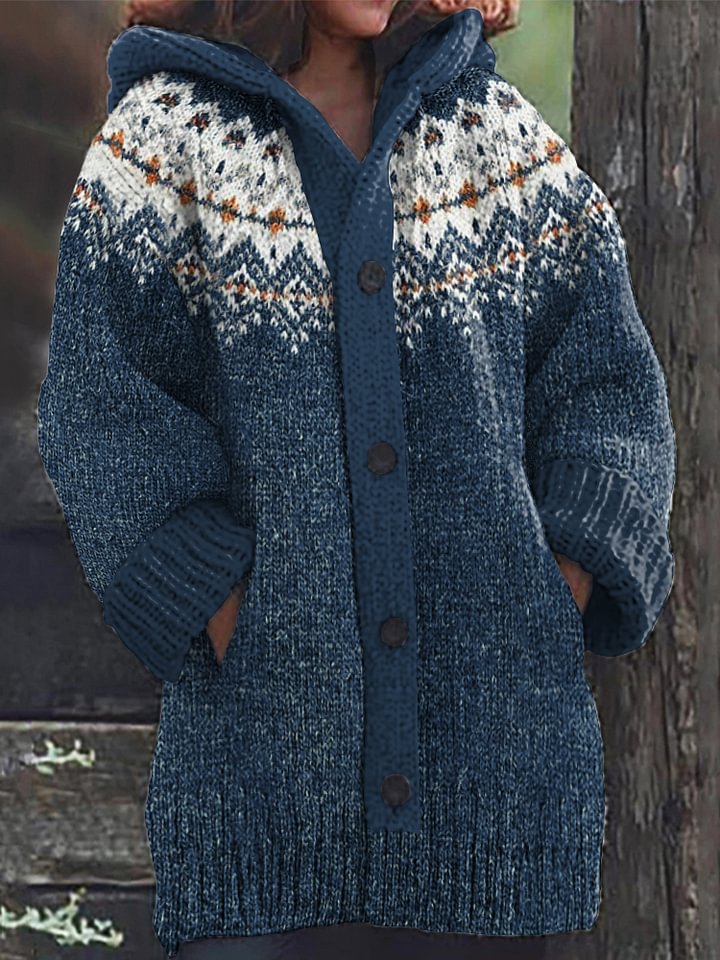 Fairman Island Snowflake Contrast Sweater Cardigan