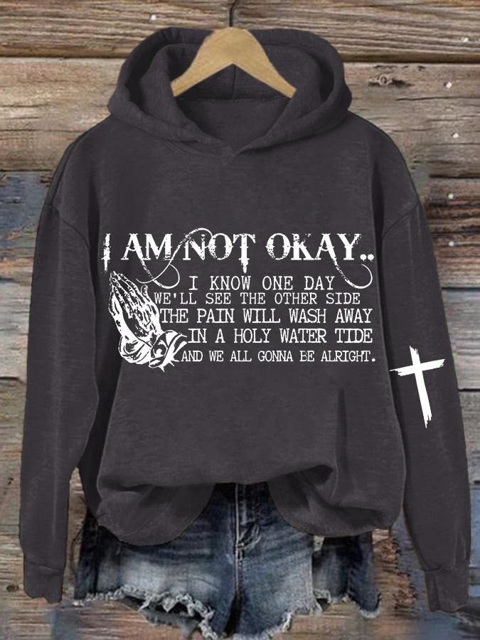 Women's I’m Not Okay Printed Casual Hoodie