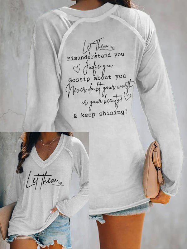 Women's Let Them Keep Shining Print V-Neck T-Shirt