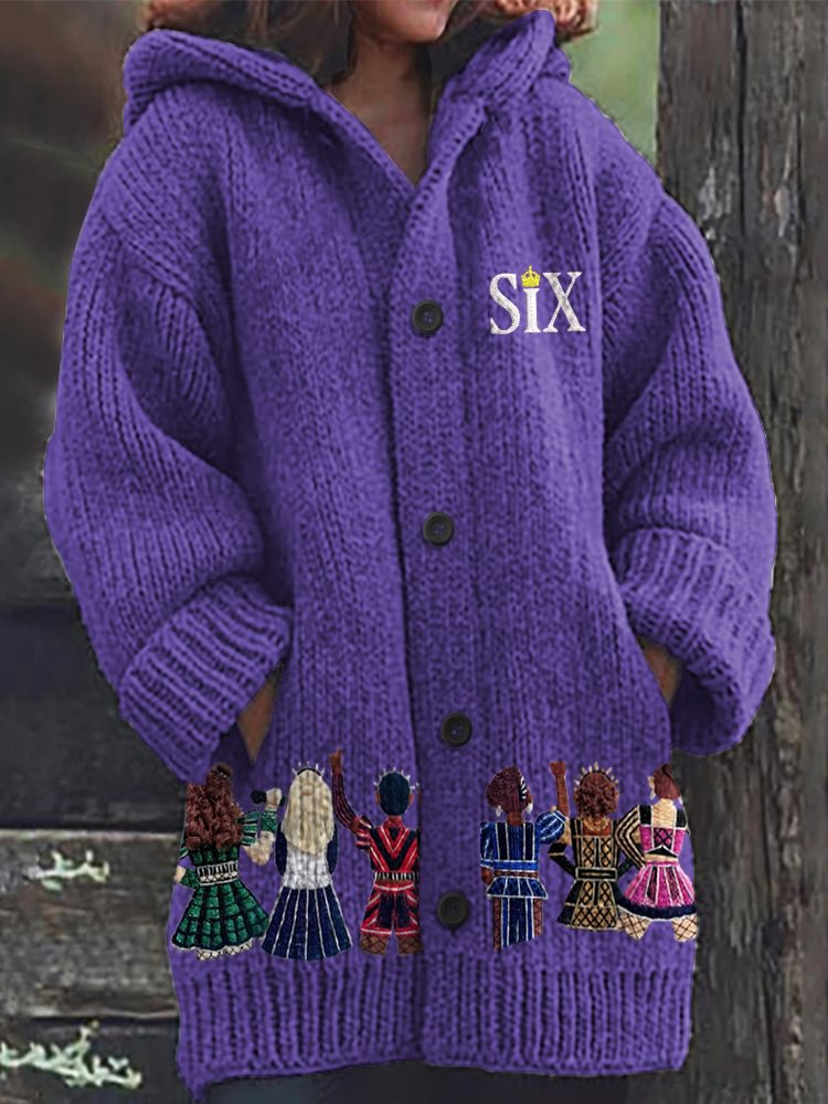 Six Musical Theater Character Embroidery Design Sweater Cardigan