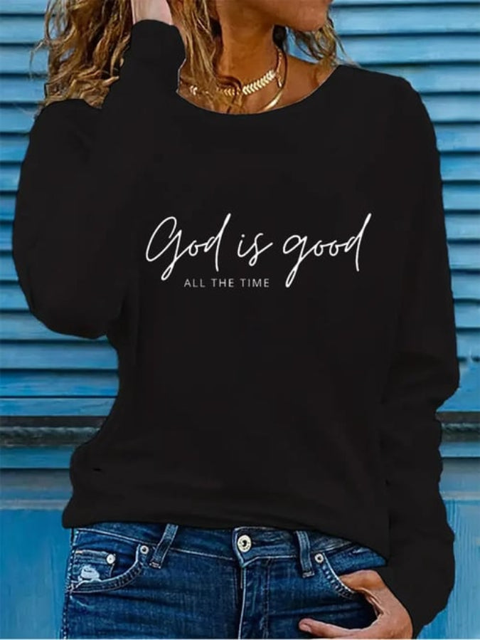 Women's God Is Good All The Time Print Casual T-Shirt