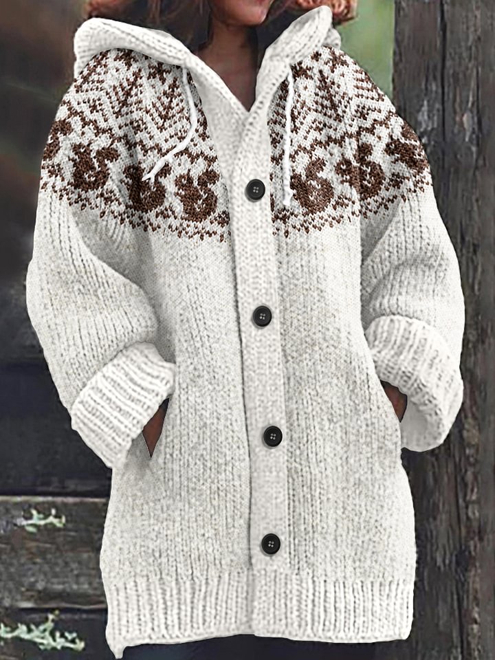 Women's Vintage Forest Fox Pattern Cardigan Sweater