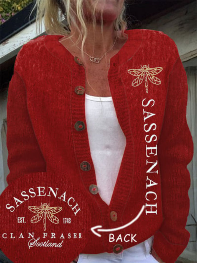 Women's Sassenach Est.1743 Clan Fraser Outlander Printed Knitted Cardigan