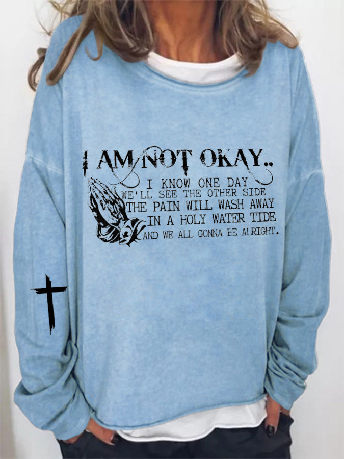 Women's I’m Not Okay Print Casual Top