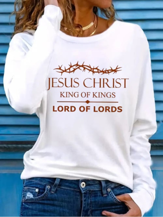 Women's Jesus Christ King Of Kings Lord Of Lords Print Casual T-Shirt