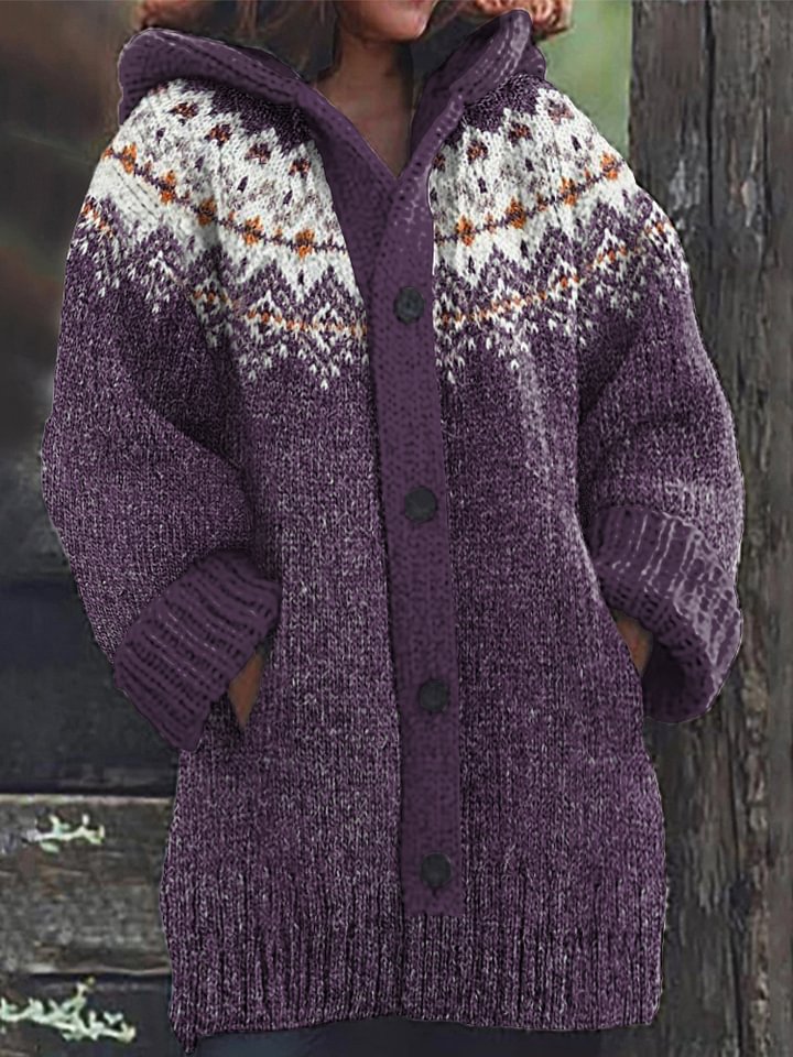 Fairman Island Snowflake Contrast Sweater Cardigan