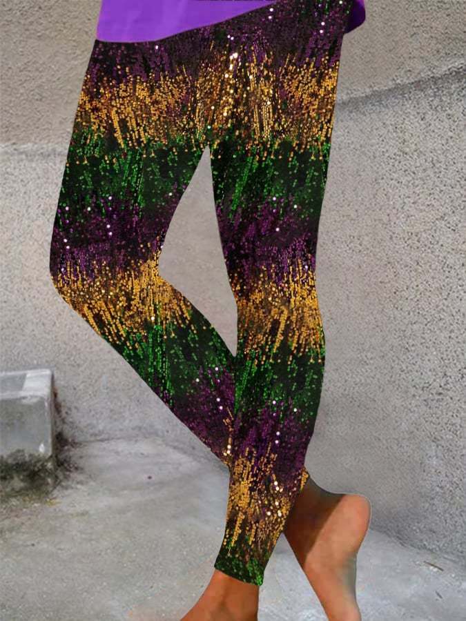 Women's Casual Mardi Gras Printed Leggings