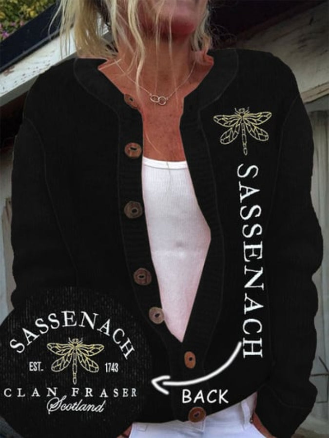 Women's Sassenach Est.1743 Clan Fraser Outlander Printed Knitted Cardigan