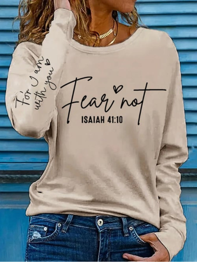 Women's Fear Not Isaiah 41:10 Print Casual Round Neck T-Shirt