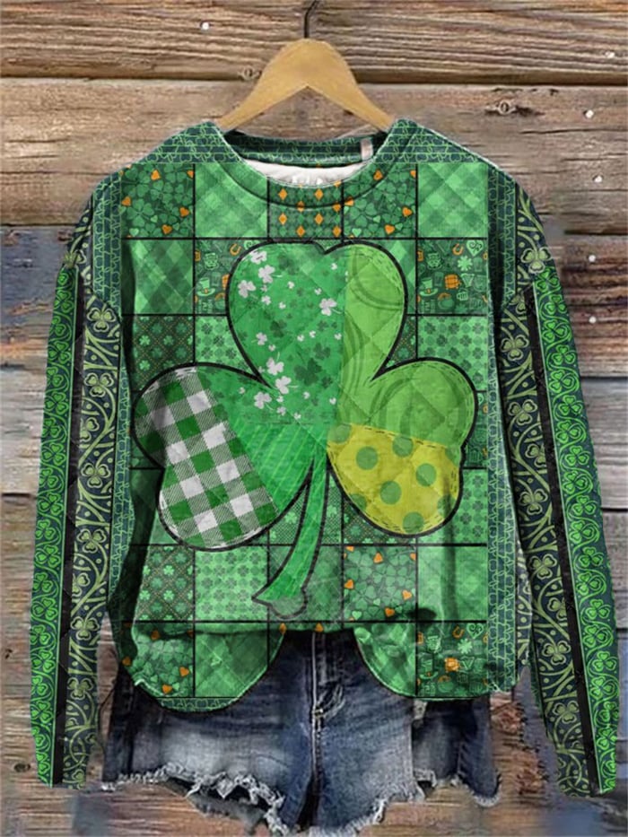 Women's St. Patrick's Day Shamrock Art Print Casual Sweatshirt