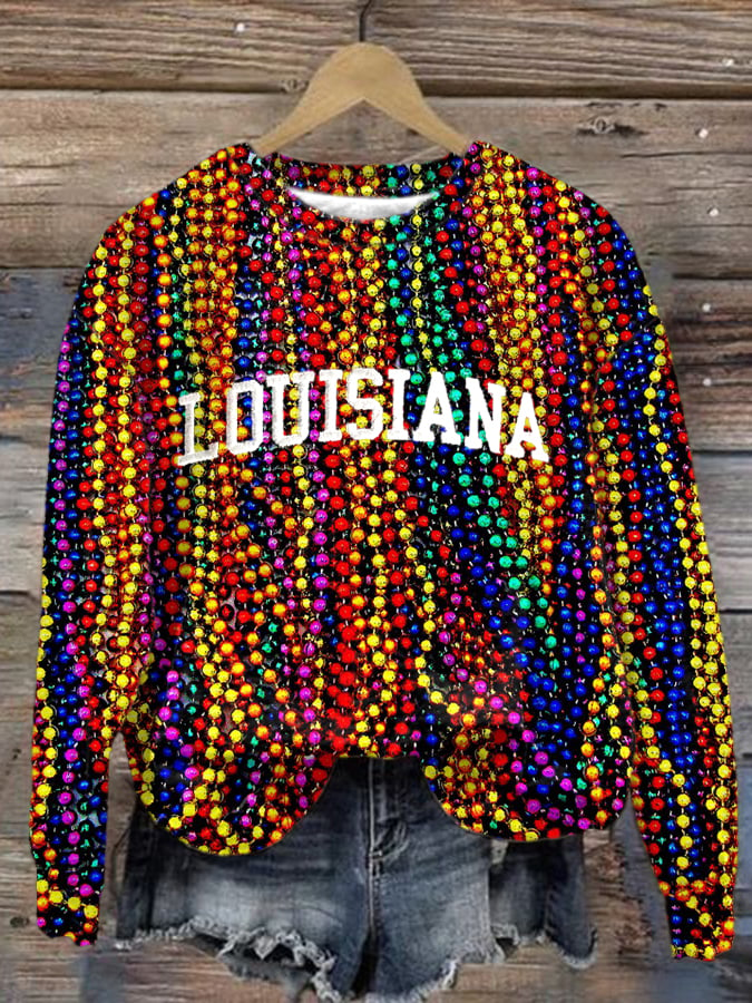 Women's Mardi Gras Print Sweatshirt