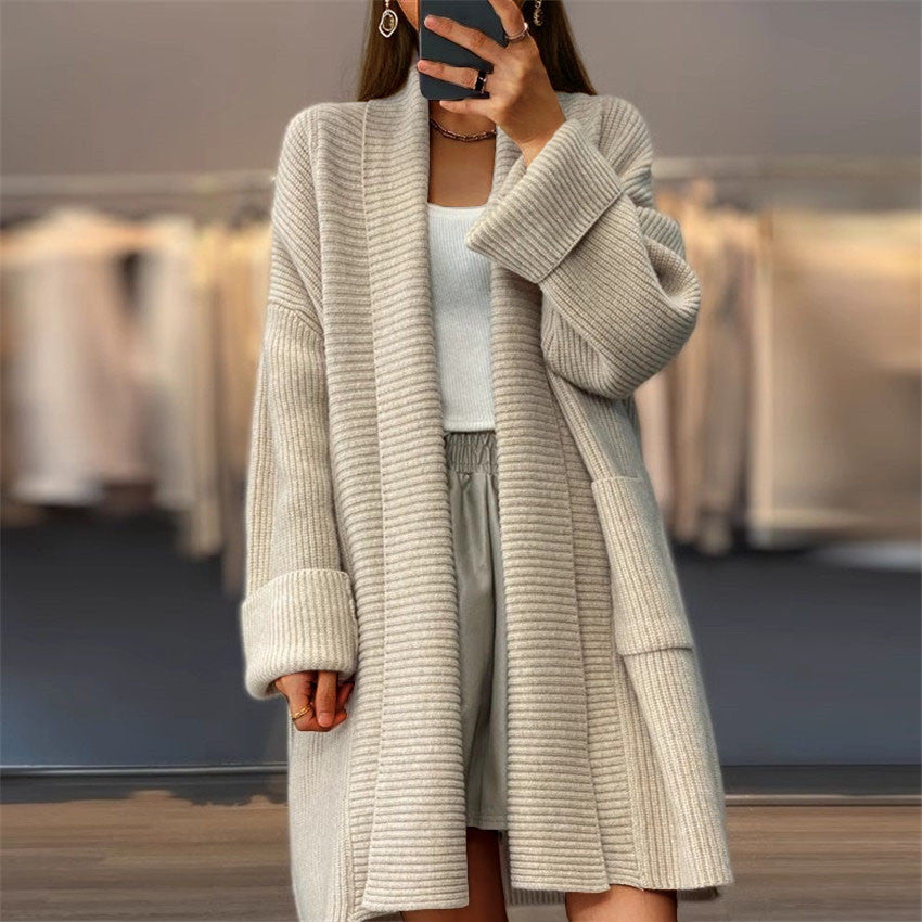 Women's Solid Color Jacquard Long Sleeve Cardigan