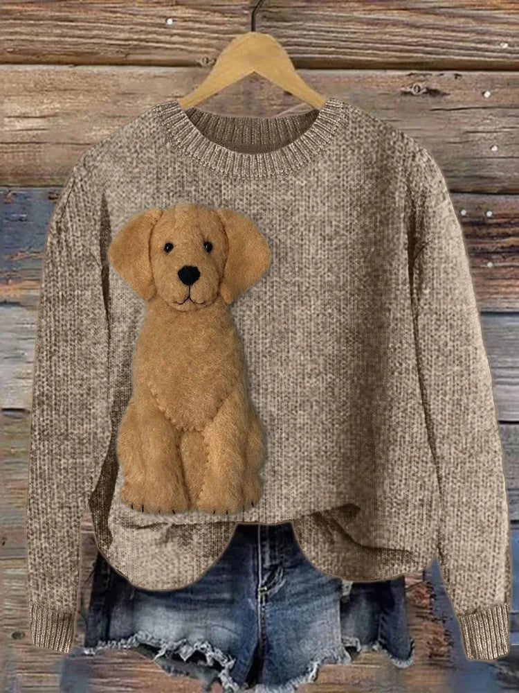 Golden Retriever Dog Felt Cozy Knit Sweater