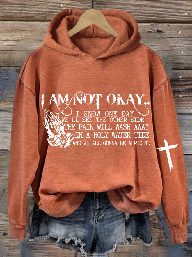 Women's I’m Not Okay Printed Casual Hoodie