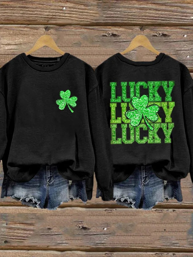 Women's St. Patrick's Day Shamrock Print Sweatshirt