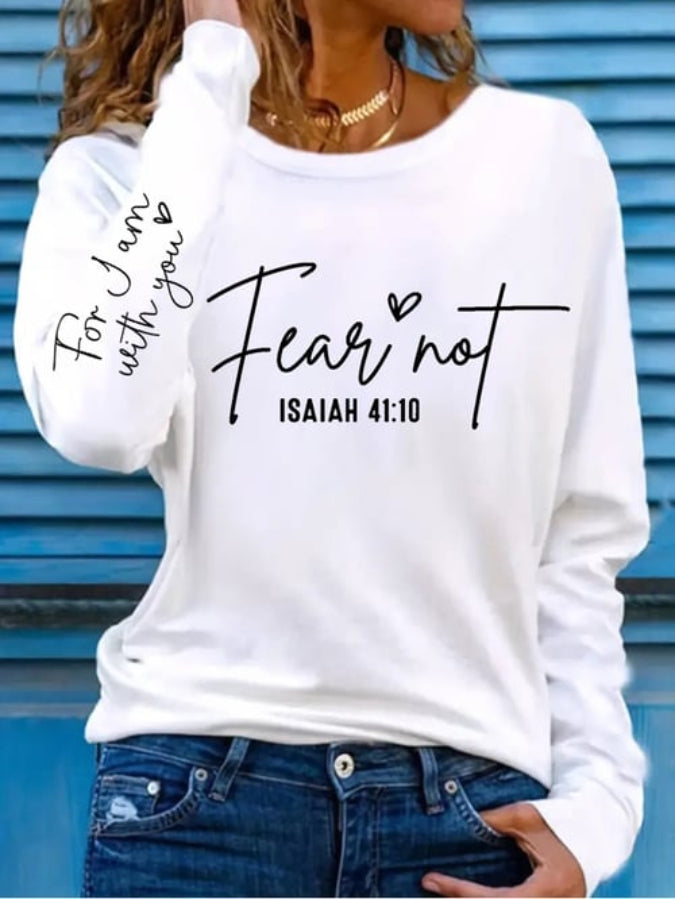 Women's Fear Not Isaiah 41:10 Print Casual Round Neck T-Shirt