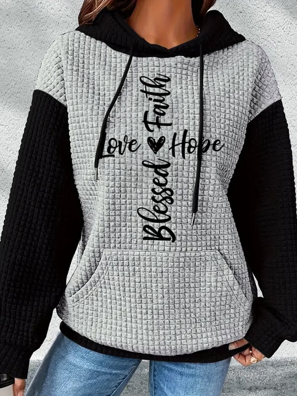 Women's Love Jesus Faith Cross Print Casual Sweatshirt