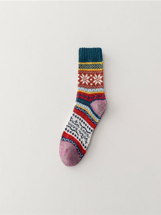 Ethnic Knitted Thick Needle Retro Socks