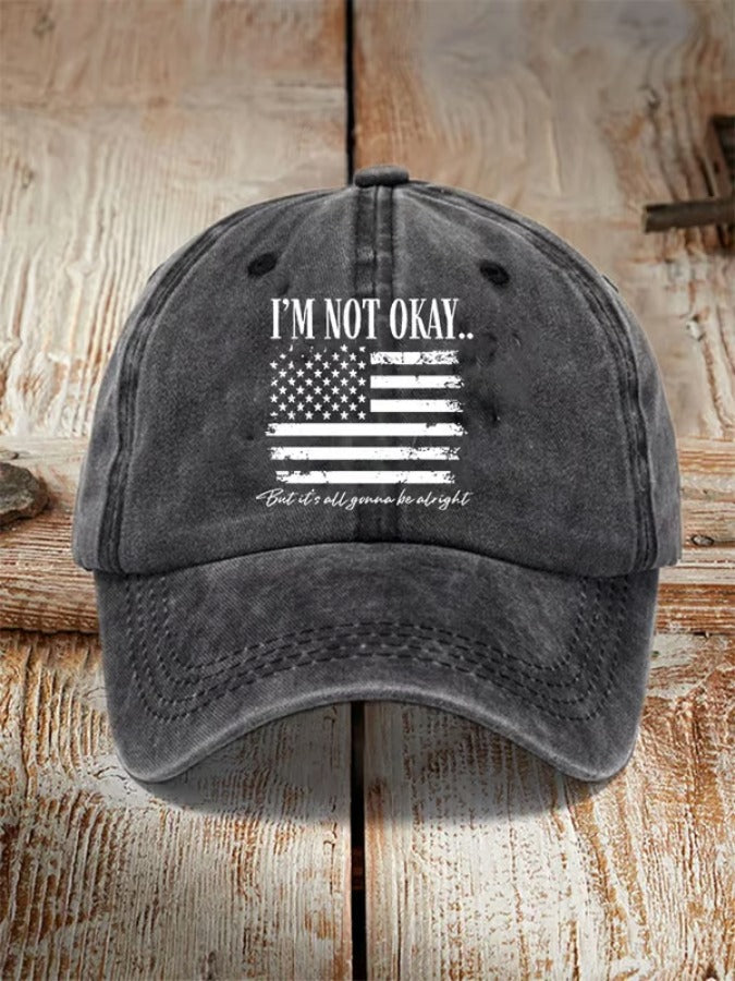 Unisex Distressed Country Music I‘m Not Okay Printed Hat