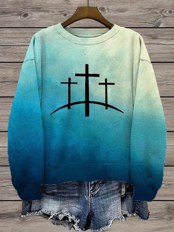 Women's Faith Print Crew Neck Sweatshirt