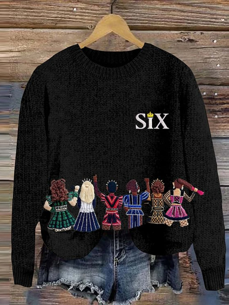 Six Musical Inspired Embroidered Sweater