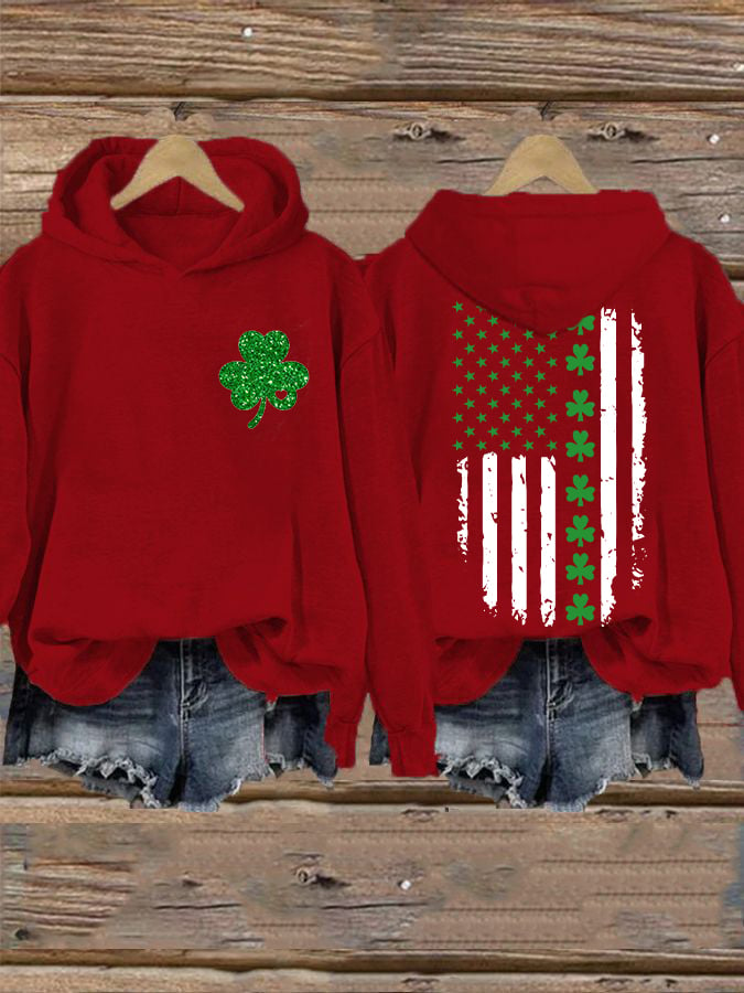 Women's St. Patrick's Day Flag Shamrock Hooded Sweatshirt